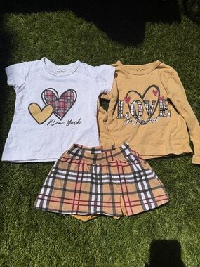 Girls 2T Plaid Skort & Graphic Top Bundle